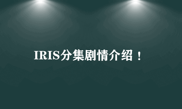 IRIS分集剧情介绍 ！