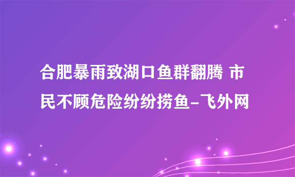 合肥暴雨致湖口鱼群翻腾 市民不顾危险纷纷捞鱼-飞外网