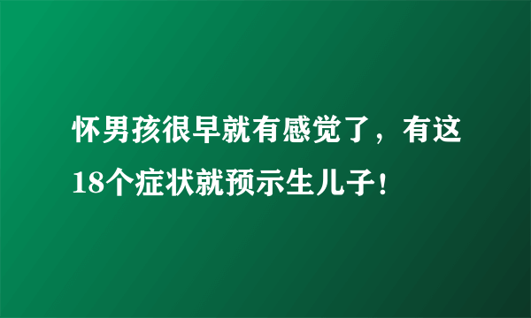 怀男孩很早就有感觉了，有这18个症状就预示生儿子！