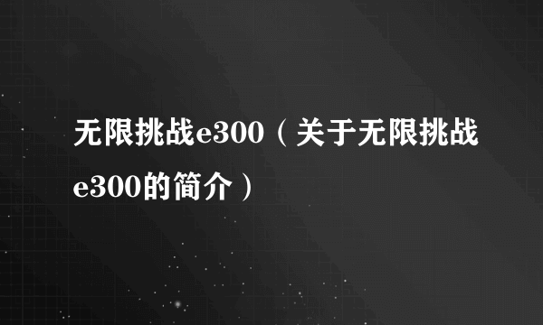 无限挑战e300（关于无限挑战e300的简介）