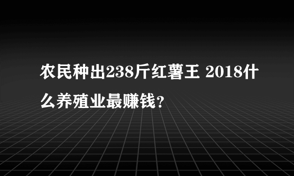 农民种出238斤红薯王 2018什么养殖业最赚钱？