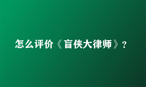 怎么评价《盲侠大律师》？