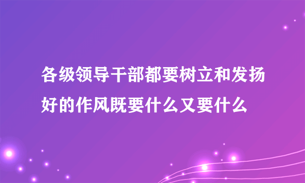 各级领导干部都要树立和发扬好的作风既要什么又要什么