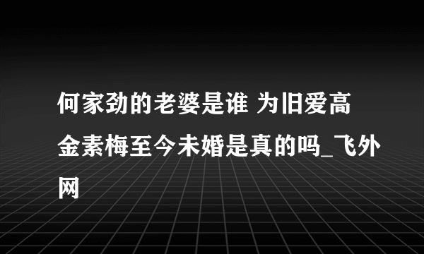 何家劲的老婆是谁 为旧爱高金素梅至今未婚是真的吗_飞外网