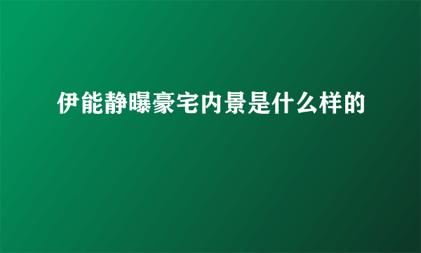 伊能静曝豪宅内景是什么样的