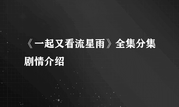 《一起又看流星雨》全集分集剧情介绍