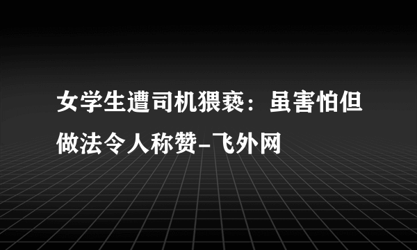 女学生遭司机猥亵：虽害怕但做法令人称赞-飞外网