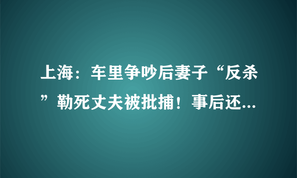 上海：车里争吵后妻子“反杀”勒死丈夫被批捕！事后还回家洗了手和头发, 你怎么看？