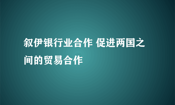 叙伊银行业合作 促进两国之间的贸易合作