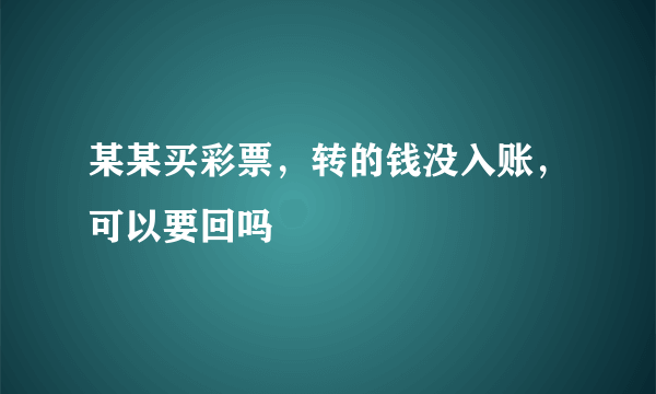 某某买彩票，转的钱没入账，可以要回吗