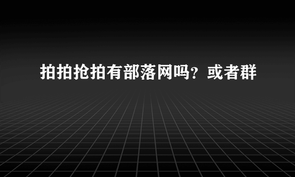 拍拍抢拍有部落网吗？或者群