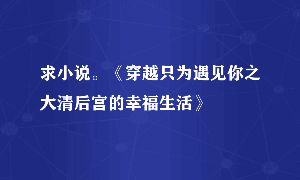 求小说。《穿越只为遇见你之大清后宫的幸福生活》