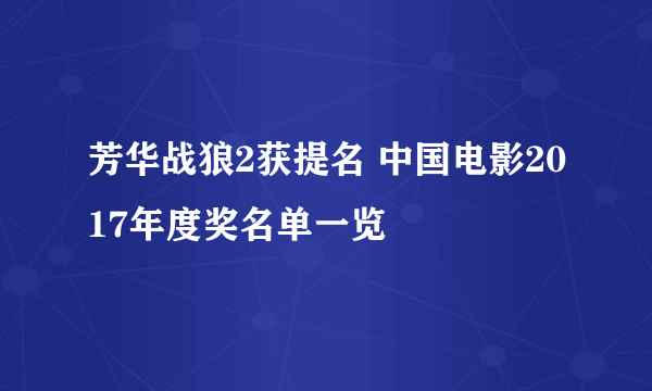 芳华战狼2获提名 中国电影2017年度奖名单一览