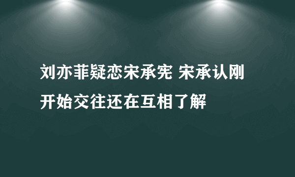 刘亦菲疑恋宋承宪 宋承认刚开始交往还在互相了解