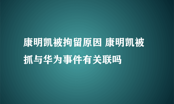 康明凯被拘留原因 康明凯被抓与华为事件有关联吗