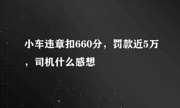 小车违章扣660分，罚款近5万，司机什么感想