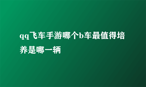 qq飞车手游哪个b车最值得培养是哪一辆