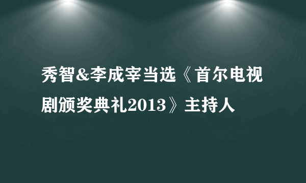 秀智&李成宰当选《首尔电视剧颁奖典礼2013》主持人