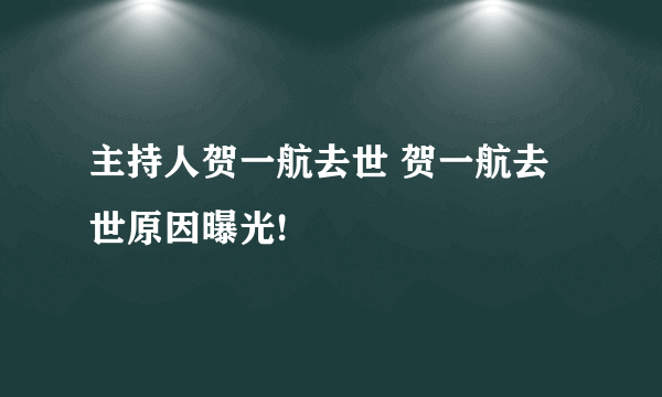 主持人贺一航去世 贺一航去世原因曝光!