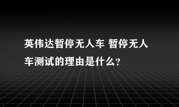 英伟达暂停无人车 暂停无人车测试的理由是什么？