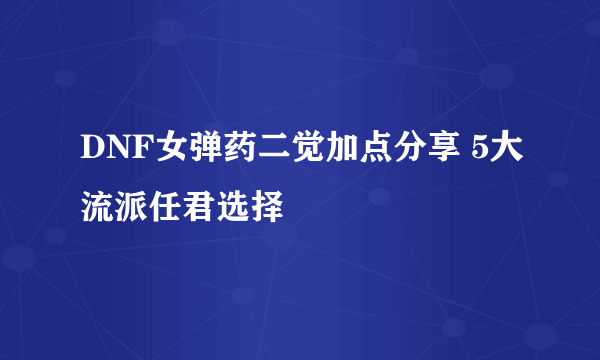 DNF女弹药二觉加点分享 5大流派任君选择