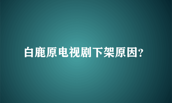 白鹿原电视剧下架原因？