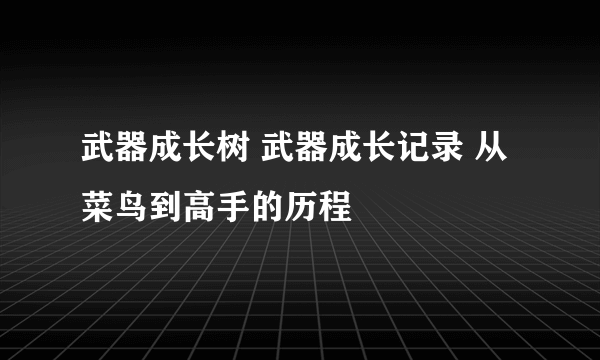 武器成长树 武器成长记录 从菜鸟到高手的历程