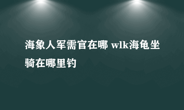 海象人军需官在哪 wlk海龟坐骑在哪里钓