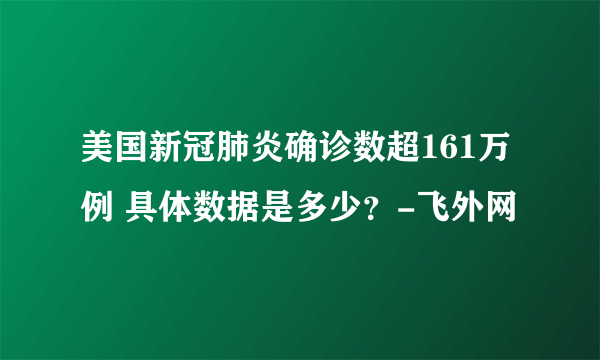 美国新冠肺炎确诊数超161万例 具体数据是多少？-飞外网