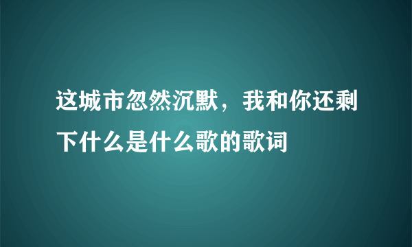 这城市忽然沉默，我和你还剩下什么是什么歌的歌词