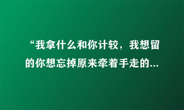 “我拿什么和你计较，我想留的你想忘掉原来牵着手走的路只有我一个人相信天荒地老”是哪首歌