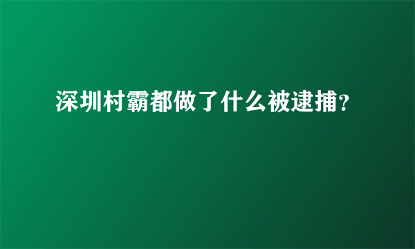 深圳村霸都做了什么被逮捕？