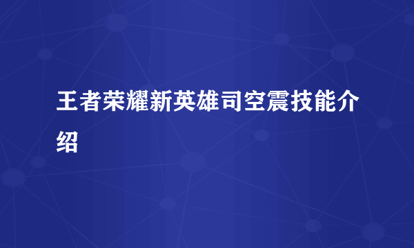 王者荣耀新英雄司空震技能介绍