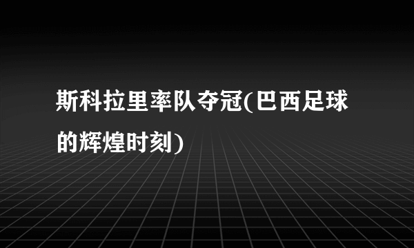 斯科拉里率队夺冠(巴西足球的辉煌时刻)