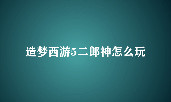 造梦西游5二郎神怎么玩