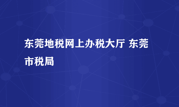 东莞地税网上办税大厅 东莞市税局