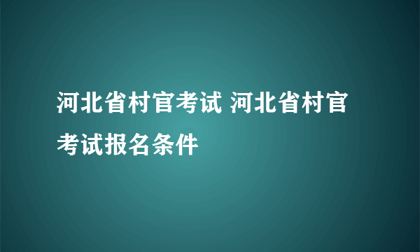 河北省村官考试 河北省村官考试报名条件