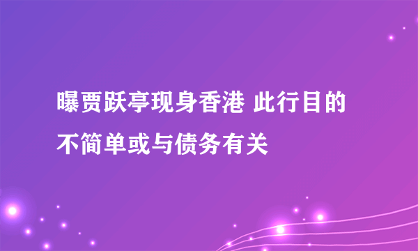 曝贾跃亭现身香港 此行目的不简单或与债务有关