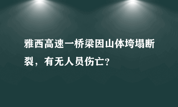 雅西高速一桥梁因山体垮塌断裂，有无人员伤亡？