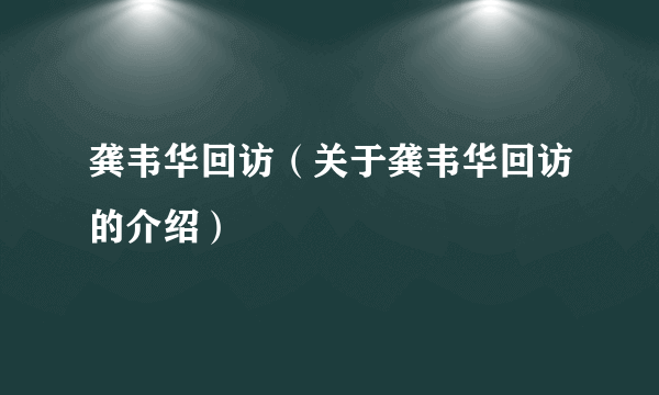 龚韦华回访（关于龚韦华回访的介绍）