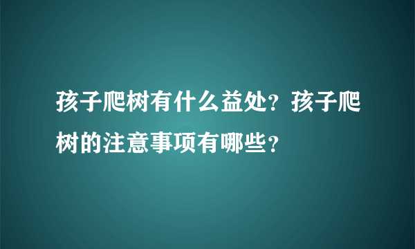 孩子爬树有什么益处？孩子爬树的注意事项有哪些？