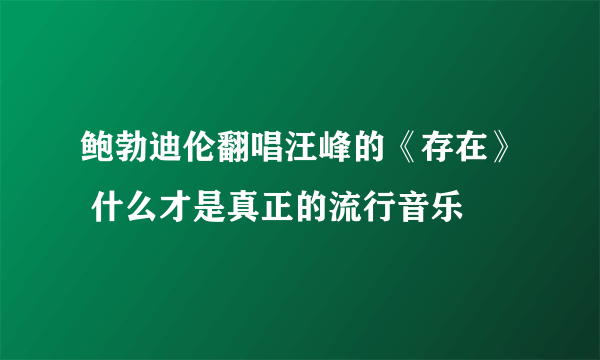 鲍勃迪伦翻唱汪峰的《存在》 什么才是真正的流行音乐