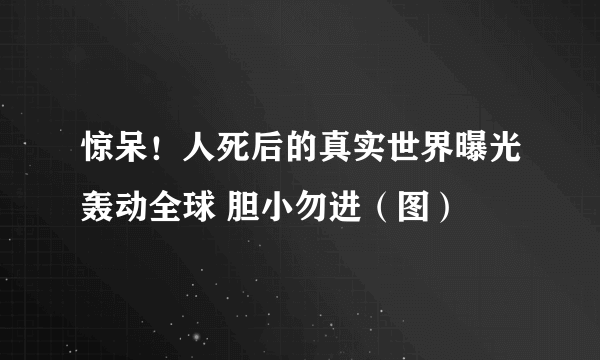 惊呆！人死后的真实世界曝光轰动全球 胆小勿进（图）