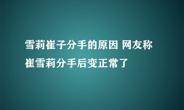 雪莉崔子分手的原因 网友称崔雪莉分手后变正常了