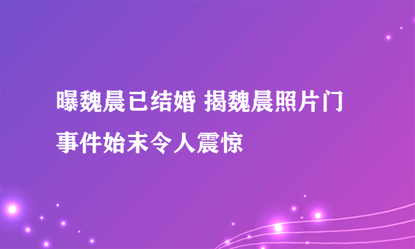 曝魏晨已结婚 揭魏晨照片门事件始末令人震惊