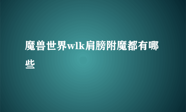 魔兽世界wlk肩膀附魔都有哪些