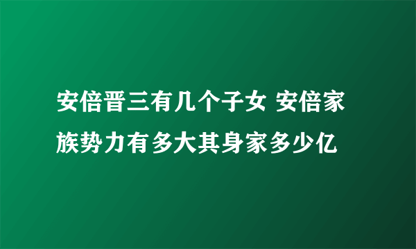 安倍晋三有几个子女 安倍家族势力有多大其身家多少亿