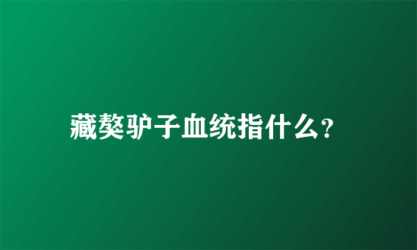 藏獒驴子血统指什么？