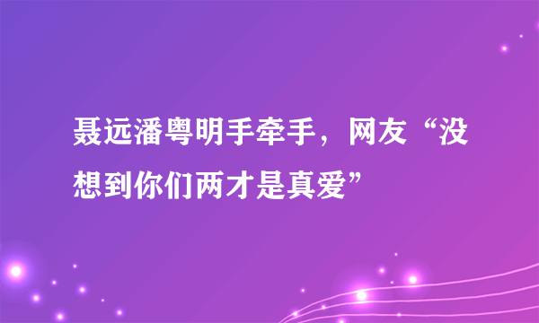 聂远潘粤明手牵手，网友“没想到你们两才是真爱”