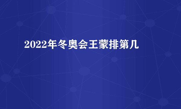 2022年冬奥会王蒙排第几